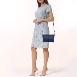 Miu Miu Blue Matelassé Leather Frame Clutch Bag