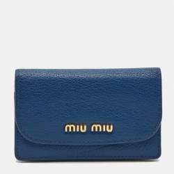 Miu Miu Blue Leather Mini Flap Card Case
