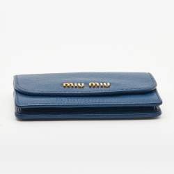 Miu Miu Blue Leather Mini Flap Card Case