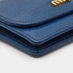 Miu Miu Blue Leather Mini Flap Card Case