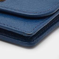 Miu Miu Blue Leather Mini Flap Card Case