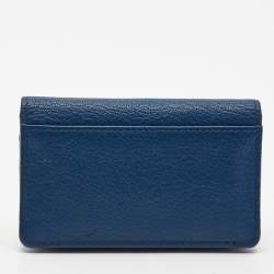 Miu Miu Blue Leather Mini Flap Card Case
