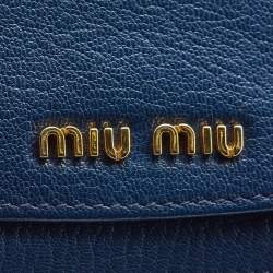 Miu Miu Blue Leather Mini Flap Card Case