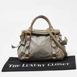 Miu Miu Grey Vitello Lux Leather Small Bow Satchel