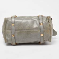 Miu Miu Grey Vitello Lux Leather Small Bow Satchel
