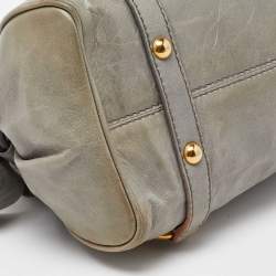 Miu Miu Grey Vitello Lux Leather Small Bow Satchel