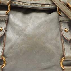 Miu Miu Grey Vitello Lux Leather Small Bow Satchel