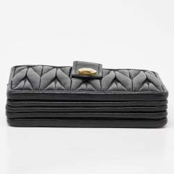 Miu Miu Black Matelassé Leather Card Case