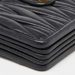 Miu Miu Black Matelassé Leather Card Case