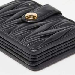 Miu Miu Black Matelassé Leather Card Case