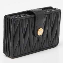 Miu Miu Black Matelassé Leather Card Case