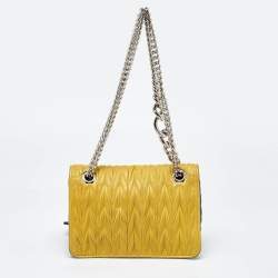 Pre Owned Miu Miu Yellow/Black Matelassé Leather Club Shoulder Bag