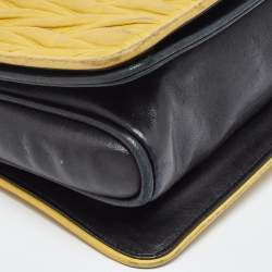 Pre Owned Miu Miu Yellow/Black Matelassé Leather Club Shoulder Bag