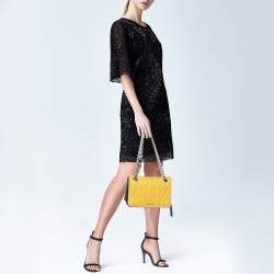 Pre Owned Miu Miu Yellow/Black Matelassé Leather Club Shoulder Bag