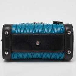 Miu Miu Black/Blue Matelasse Leather Top Handle Bag
