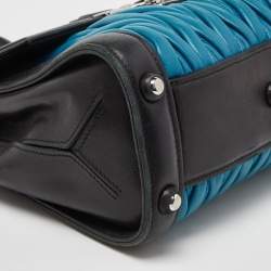 Miu Miu Black/Blue Matelasse Leather Top Handle Bag