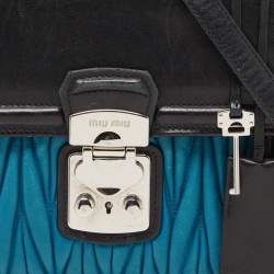 Miu Miu Black/Blue Matelasse Leather Top Handle Bag