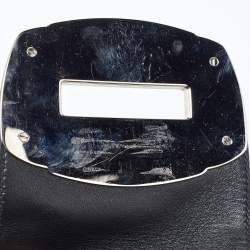 Miu Miu Black Canvas and Patent Leather Flower Embellished Satchel