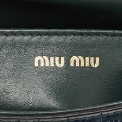Miu Miu Teal Croc Embossed Leather Pushlock Flap Top Handle Bag