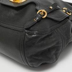 Miu Miu Black Leather Cervo Flap Hobo