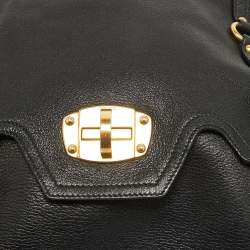 Miu Miu Black Leather Cervo Flap Hobo