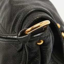 Miu Miu Black Leather Cervo Flap Hobo