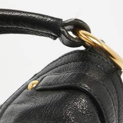 Miu Miu Black Leather Cervo Flap Hobo