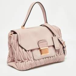 Miu Miu Old Rose Matelassé Leather Top Handle Bag