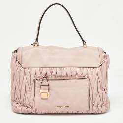 Miu Miu Old Rose Matelassé Leather Top Handle Bag