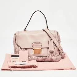 Miu Miu Old Rose Matelassé Leather Top Handle Bag