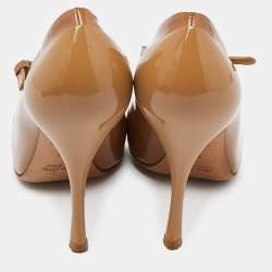 Miu Miu Beige Patent Leather Mary Jane Pumps Size 39