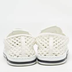 Miu Miu White Knit Fabric Lace Up Sneakers Size 39.5