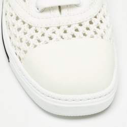 Miu Miu White Knit Fabric Lace Up Sneakers Size 39.5