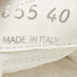 Pre Owned Miu Miu White Canvas Crystal-studded Gabardine Cotton Sneakers Size 40