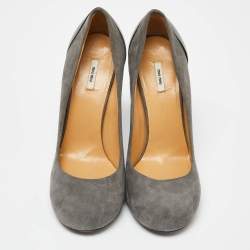 Giuseppe Zanotti Grey Suede Round Toe Pumps Size 38