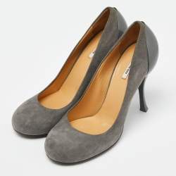 Giuseppe Zanotti Grey Suede Round Toe Pumps Size 38