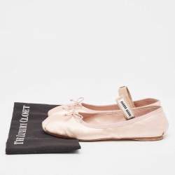 Pre Owned Miu Miu Pink Satin Bow Ballet Flats Size 39.5