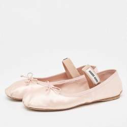Miu Miu Pink Satin Bow Ballet Flats Size 39.5