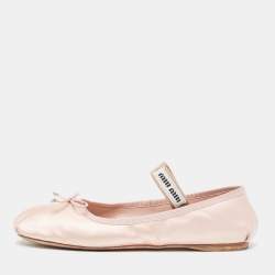 Miu Miu Pink Satin Bow Ballet Flats Size 39.5