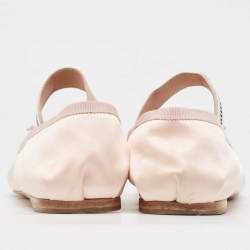 Pre Owned Miu Miu Pink Satin Bow Ballet Flats Size 39.5