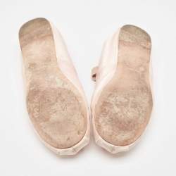 Pre Owned Miu Miu Pink Satin Bow Ballet Flats Size 39.5