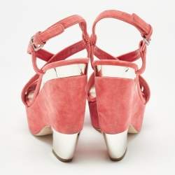 Miu Miu Pink Suede Platform Slingback Sandals Size 38