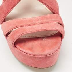 Miu Miu Pink Suede Platform Slingback Sandals Size 38