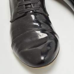 Miu Miu Black Patent Leather Crystal Embellished Lace Up Derby Size 38