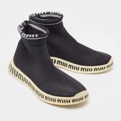 Miu Miu Black Knit Fabric Sock High Top Sneakers Size 39