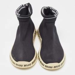 Miu Miu Black Knit Fabric Sock High Top Sneakers Size 39