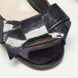 Pre Owned Miu Miu Black Patent Leather Crystal Heel Sandals Size 41