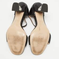 Miu Miu Black Patent Leather Ankle Strap Sandals Size 40