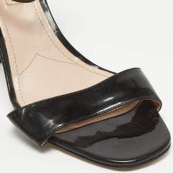 Miu Miu Black Patent Leather Ankle Strap Sandals Size 40