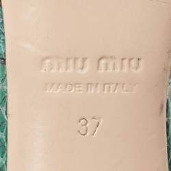 Miu Miu Green/Black Embossed Python Crystal Embellished Slide Sandals Size 37